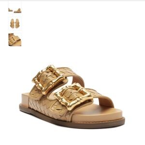 Schutz Enola Sporty Woven Leather Flat Size 8